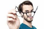 Man! Put This Glasses On ! Stock Photo