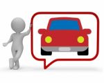 Car Speech Bubble Shows Communication Gossip 3d Rendering Stock Photo