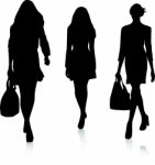 Fashion Silhouette Girls walking Stock Photo