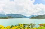 Scenic Point Of Green Lake At Ratchaprapha Dam Stock Photo