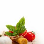 Italian Basic Pasta Ingredients Stock Photo