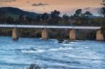 Country Bridge And River In Tasmania Stock Photo