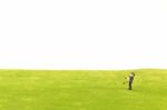 Miniature Couple Hugging On Green Fields Stock Photo