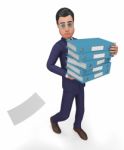 Businessman With Files Shows Company Commercial And Businessmen Stock Photo