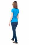 Back View Of Walking Casual Woman Stock Photo