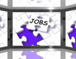 Jobs On Screen Showing Job Recruitment Stock Photo