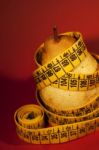 Pear With Measuring Tape Stock Photo