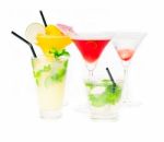 Group Of Cocktails Drink Isolated On White Stock Photo