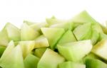 Close Up Cantaloupe Melon Isolated On White Stock Photo