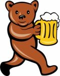 Bear Beer Mug Running Side Cartoon Stock Photo