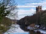 Durham, County Durham/uk - January 19 : View Along The River Wea Stock Photo