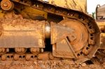 Tractor In Construction Site On Mountain Stock Photo