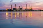 Oil Refinery At Twilight Stock Photo