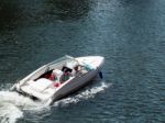 Speedboat Ride Along The River Taff In Cardiff Stock Photo