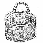 Hand Drawing Wicker Baskets- Simple Line Stock Photo