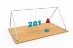 New Year 2014 Newton Cradle Balls Stock Photo