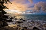 Sunset At Beach In Thailand Stock Photo