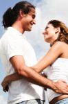 Hugging Romantic Young Couple Stock Photo