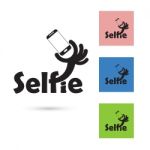 Selfie Word Logo Elements Design Stock Photo