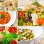 Collection Of Different Type Of Italian Pasta Collage Stock Photo