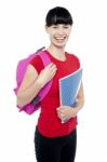 Charming Young Teenage Girl Ready To Attend College Stock Photo