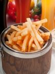 Fresh French Fries On A Bucket Stock Photo