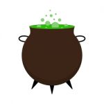 Halloween Witch Cauldron With Green Potion Stock Photo