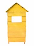 Yellow Wooden Trash Bin Stock Photo