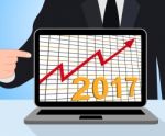 Twenty Seventeen Graph Chart Displays Increase In 2017 Stock Photo