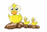 Mother Duck And Her Ducklings  Cartoon Stock Photo