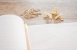 Simple Office Desk With Necessary Tool Stock Photo