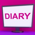 Diary Screen Shows Online Planner Planning Or Scheduler Stock Photo