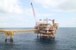 Offshore Construction Platform For Production Oil And Gas Oil And Gas Industry Stock Photo