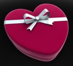 Gift Heart Means Valentine Day And Gift-box Stock Photo