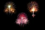 Fireworks Light Up In The Sky, Dazzling Scene Stock Photo