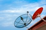 Satellite Dish On The Roof Stock Photo