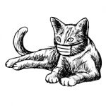 Illustration Of Cat With Mask Hand Drawn Stock Photo