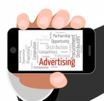 Advertising Word Means Adverts Market And Marketing Stock Photo