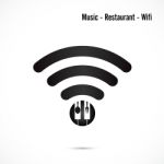 Wifi Sign,music And Restaurant Icon  Design Stock Photo