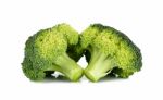 Slice Broccoli Isolated On The White Background Stock Photo