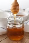 Honey Dipper Delicious Sweet Healthy Still Life Closeup Stock Photo