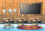 Cartoon  Illustration Interior Classroom With Separated Layers Stock Photo