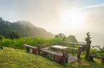 Podium For Natural View On Viewpoint Doi Ang Khang Mountai Stock Photo