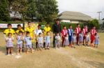 Bangkok, Thailand - Nov 2016: In The Nov 23, 2016. Youth Soccer Match, In Pieamsuwan Elementary School Stock Photo