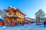 Jeonju, South Korea - Jan 24: Jeonju Traditional Korean Village,traditional Korean Style Architecture And Tourists In Jeonju Traditional Korean Village On Jan 24, 2016 In Jeonju, South Korea Stock Photo