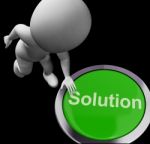 Solution Computer Button Shows Success And Strategies Stock Photo