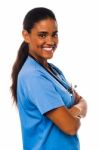 Confident Smiling Female Physician Stock Photo