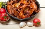 Fresh Seafoos Stew On An Iron Skillet Stock Photo