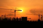 Construction Site With Crane Stock Photo