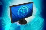 TFT Monitor And Dollar Sign Stock Photo